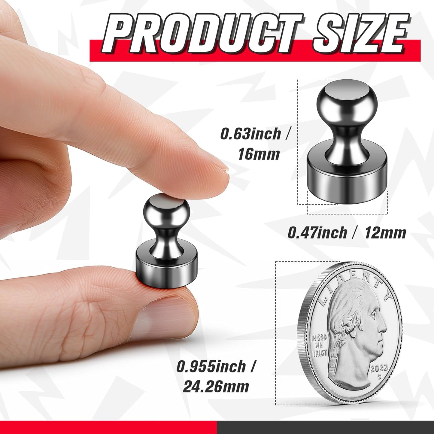 FINDMAG Refrigerator Magnets, 100 Pack Industrial Strength Fridge Magnet, Jumbo Bulk Heavy Duty Magnetic Push Pins, Black Dry Erase Board Magnets for Whiteboard, Home Decor, Classroom, Map Decorative