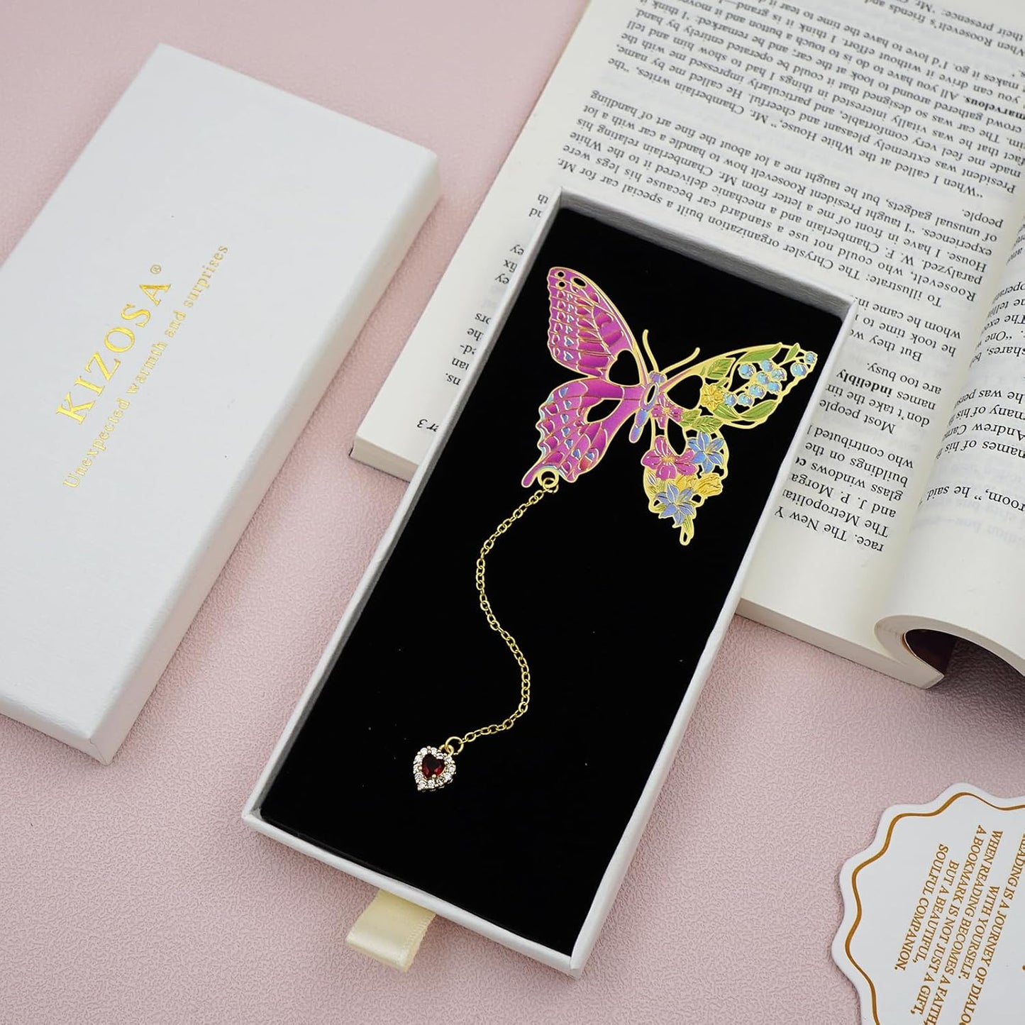 Butterfly Bookmarks for Women,Metal Bookmark,Unique Gifts Book Markers for Women Book Lovers,Teacher Appreciation Gifts,Valentine Mother's Day Christmas New Year Birthday Gift (02-Pink)