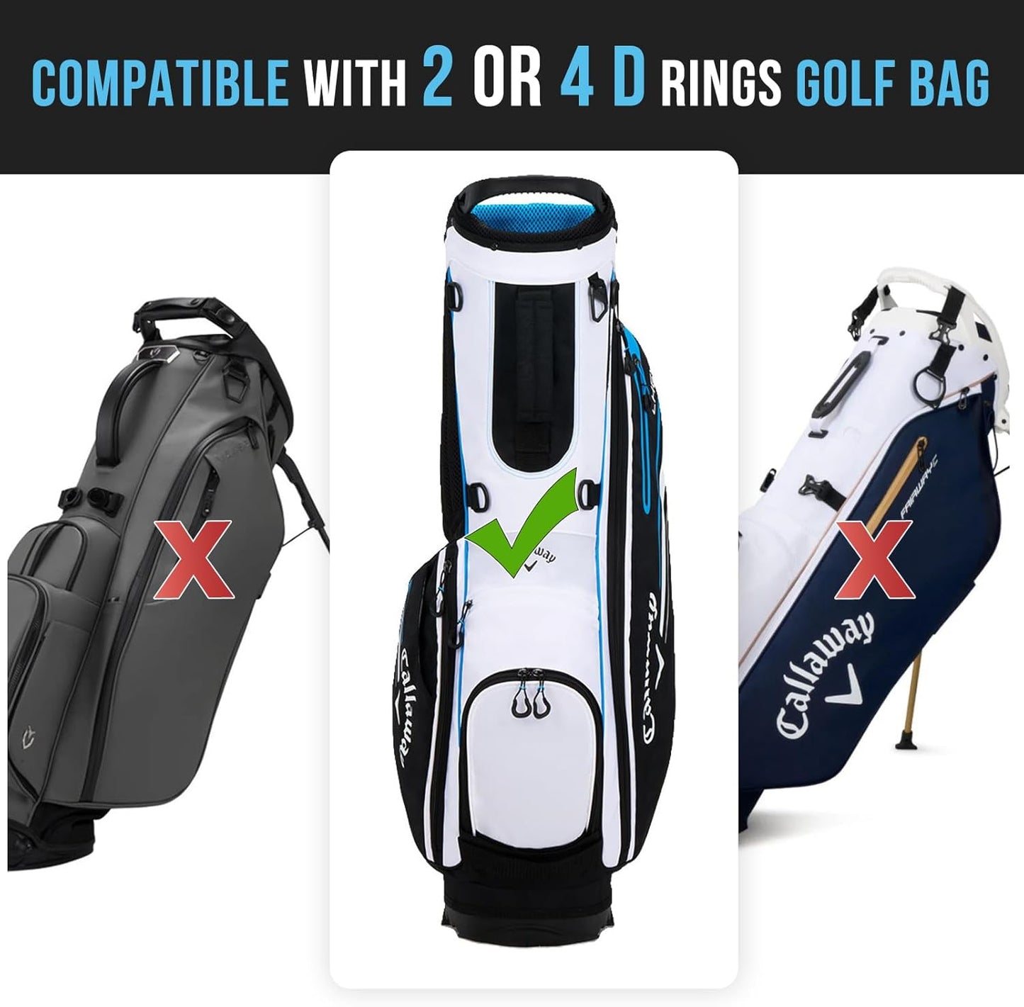 montela golf Bag Straps Double Shoulder Golf Bag Strap Replacement Adjustable Padded Golf Bag Carry Strap with 4Pcs Rotate Hooks