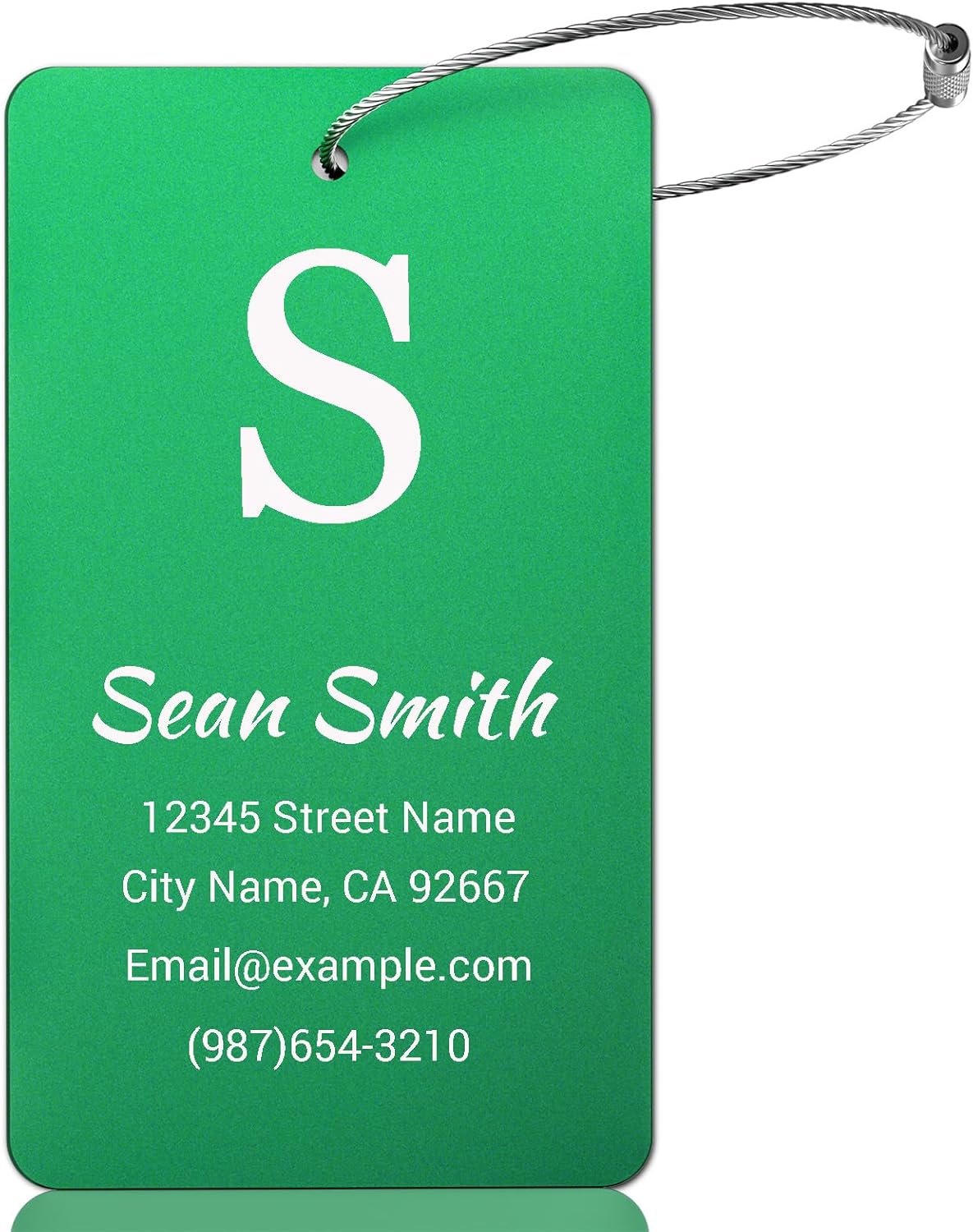 Luggage Tags for Suitcase - Green Personalized Engraved Metal Tag for Cruise Travel - Custom Name Tags Suitable for Bags and Backpacks No Underline (2x3.5 inch)