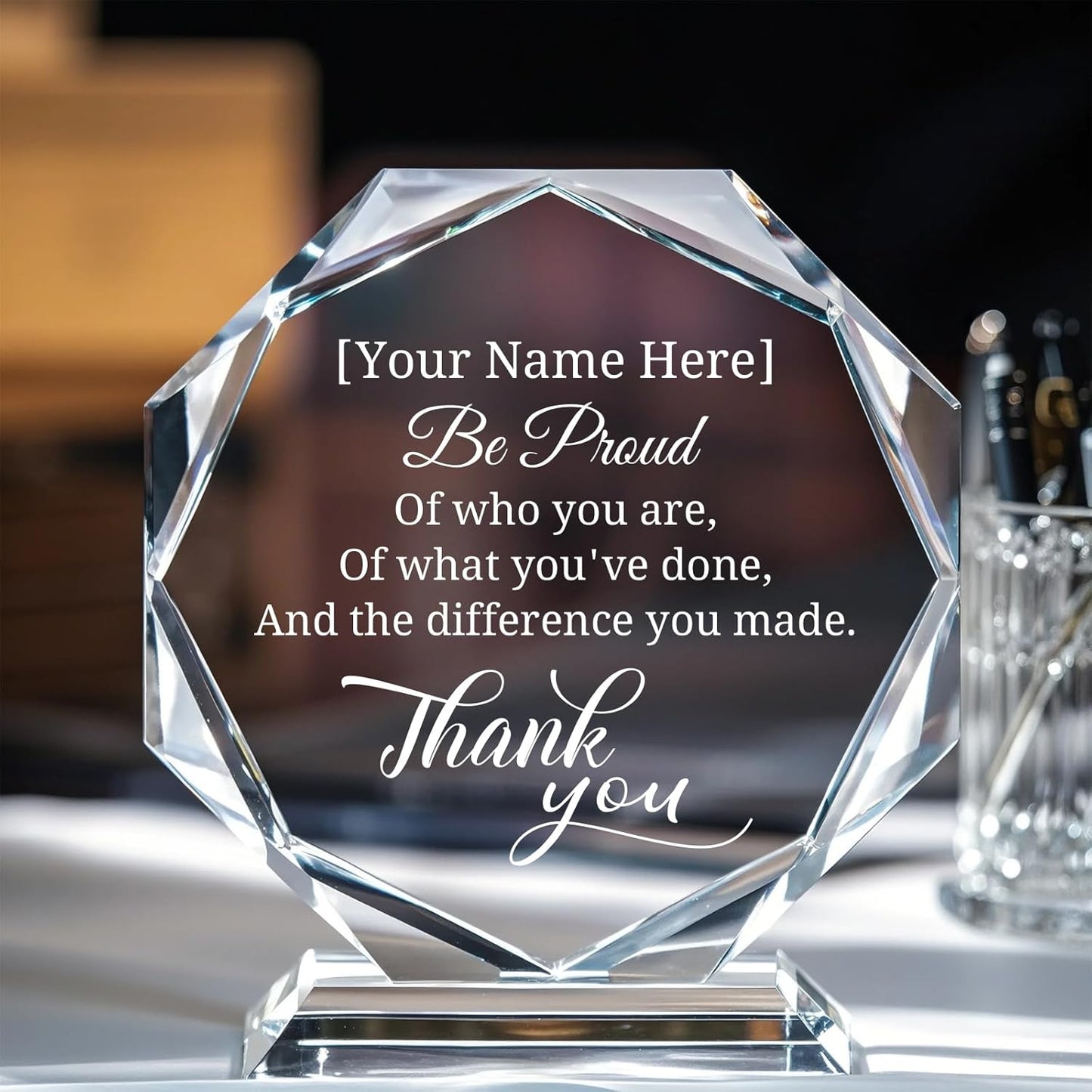 Personalized Crystal Trophy Award – Custom Awards and Trophies for Employees, Coworkers, Boss – Retirement, Farewell, Appreciation, Recognition Gifts – Custom Plaques