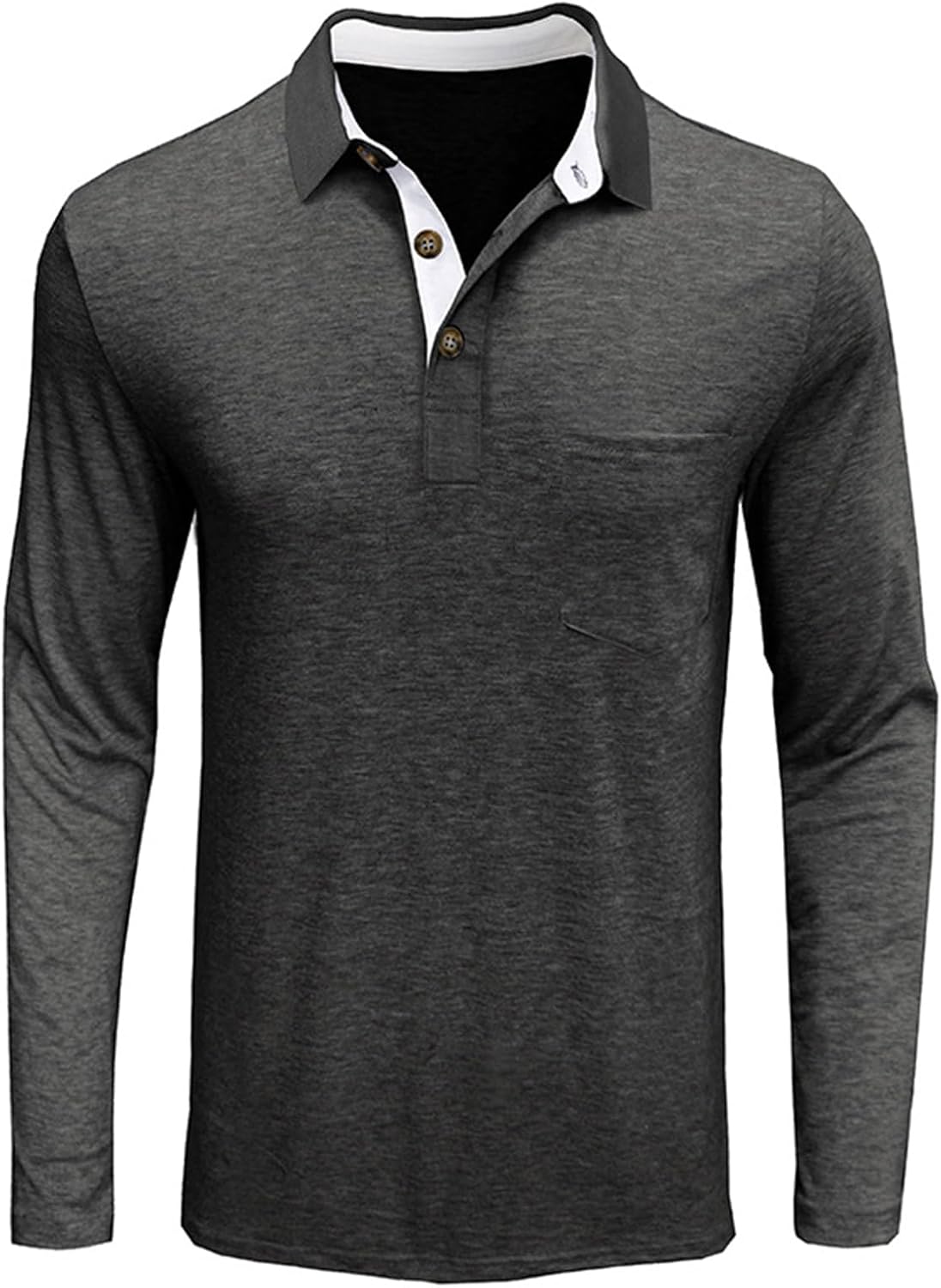 Mens Long Sleeve Polo Shirts Casual Moisture Wicking Golf Polo Shirts with Pocket