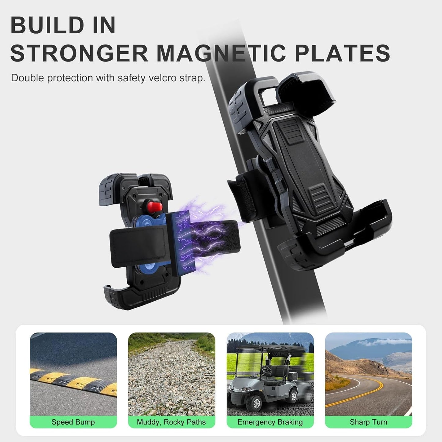 Golf Cart Phone Holder Mount Magnetic Fit EZGO/Club Car/Yamaha, With Vibration Damper and Anti-Shake Upgraded, Golf Phone Holder with Strength Magnetism For iPhone/Galaxy/Google Pixel 5.5"-7.58"