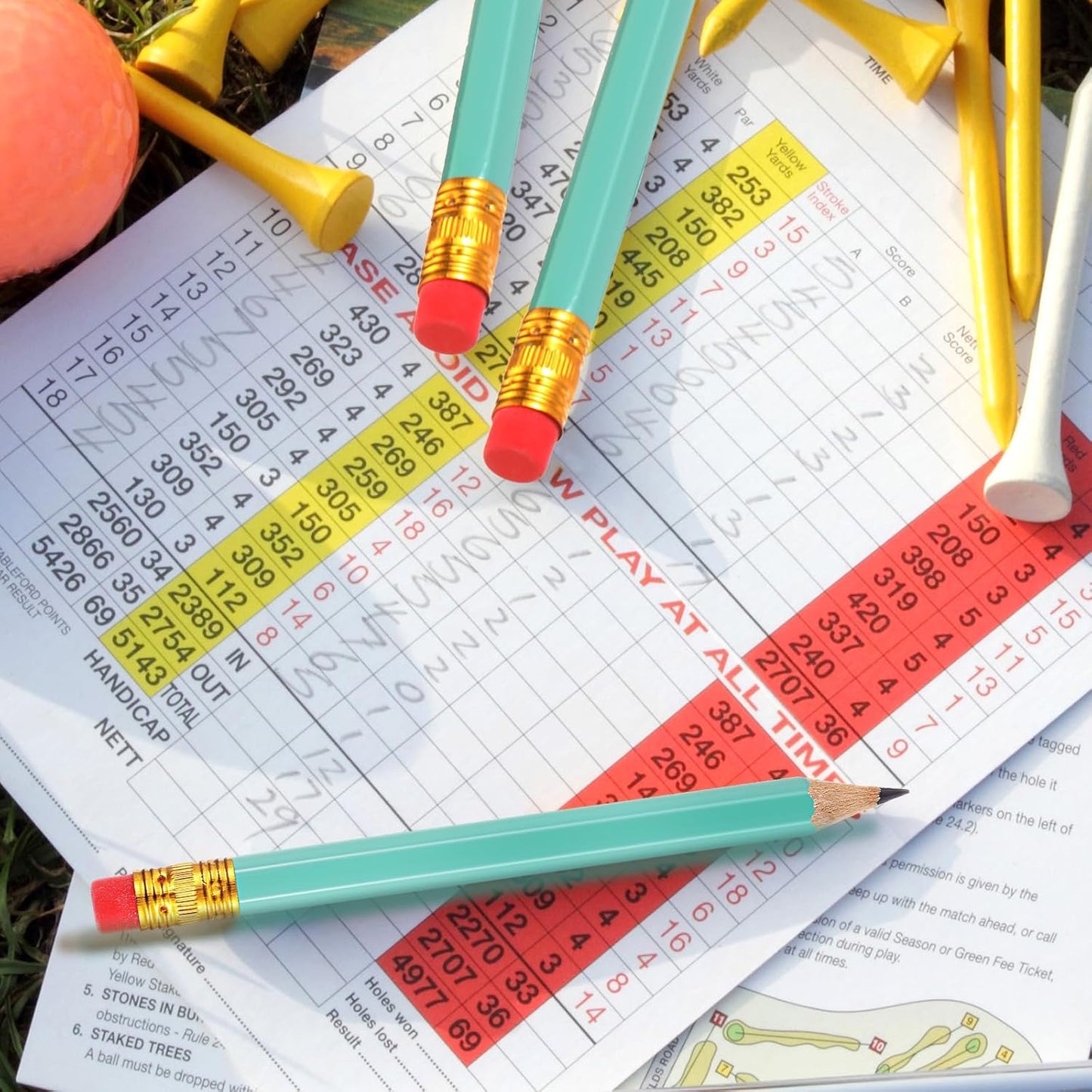 Chivao 288 Pieces Golf Mini Pencils Bulk with Eraser #2 HB Golf Short Pre Sharpened Pencils for Party Favors Office Supplies 4 Inch(Sage Green)