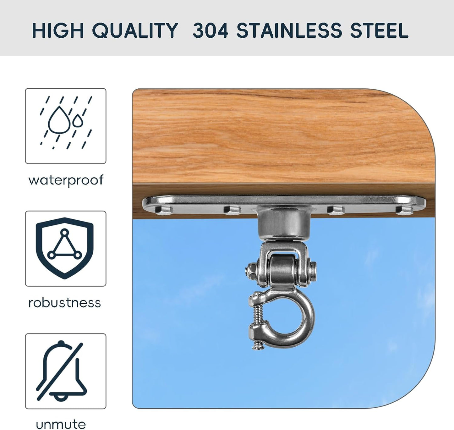 Heavy Duty Stainless Swing Hanger with Smooth Bearings 180°+360°Swing Hardware, 1500 lb Capacity Playground Yoga Hammock Chair Sandbag Porch Swing Bag