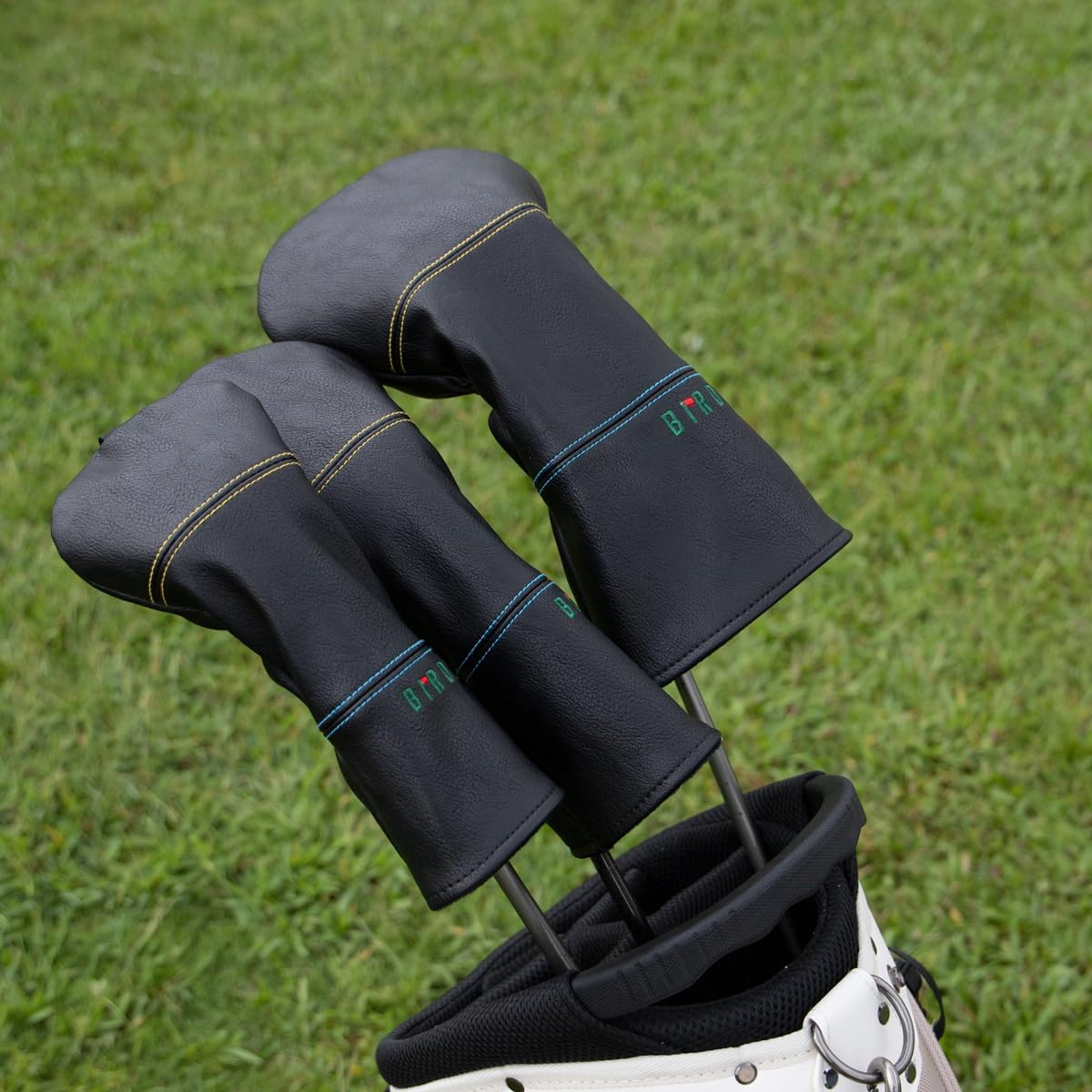 Golf Club Headcover 3 Wood Headcover Birdie Design Magnetic Closure Elegant Embroidery Premium Leather Driver Fairway Wood Hybrid Blade Mallet Putter Cover