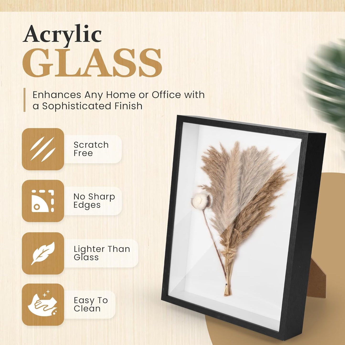 Display Frame Shadow Box - 11” x 14” - Shadow Box Frame – Display Case with Soft Felt Back - Memory Box with Shatter-Proof Acrylic - Display Shadowbox - Black (Black, 14x11- Double)