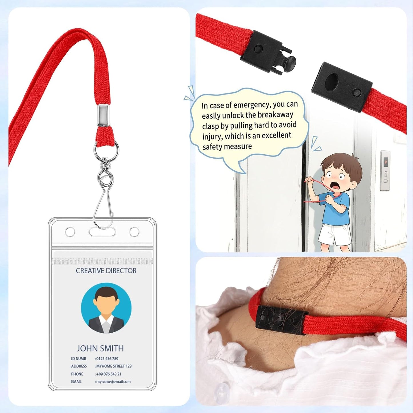 30 Pcs Breakaway Lanyard for Id Badges Lanyards Break Away Safety Lanyard Teacher Volunteer Student Team Lanyards for Keys (5 Colors)