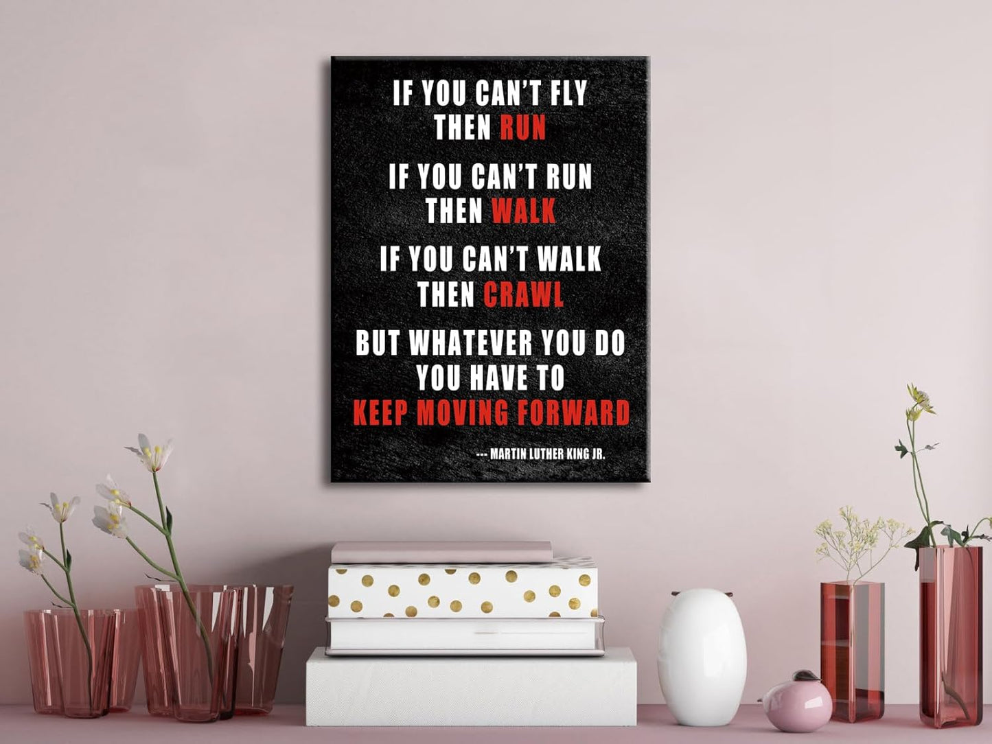 Pyradecor Keep Moving Forward Motivational Classroom Positive Quotes Inspirational Poster Canvas Prints Wall Art for Office Living Room Home Decorations