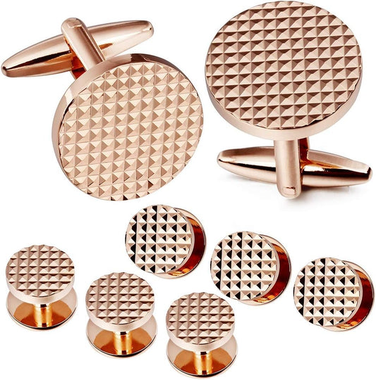 HAWSON Silver/Gold Cufflinks for Men with Tuxedo Shirt Studs,Men Accessories Jewelry with Gift Box,Gifts for Family,Best Friend on Wedding Business Birthday Anniversary