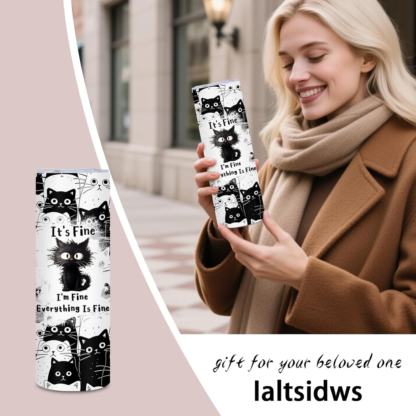 Cat Lovers Gifts, Cat Gifts For Women, Black Cats Tumbler 20oz, Cute Tumblers For Woman With Lid And Straw, Stainless Steel Cup Cats Gift Birthday Christmas Party Gift For Women