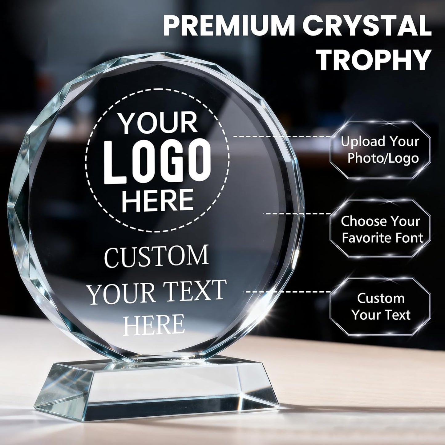 Personalized Trophy Award - Custom Crystal Awards and Trophies - Plaques Personalized Engraved - Thank You Gifts - Employee Appreciation Gifts for Cowokers, Recognition, Sports
