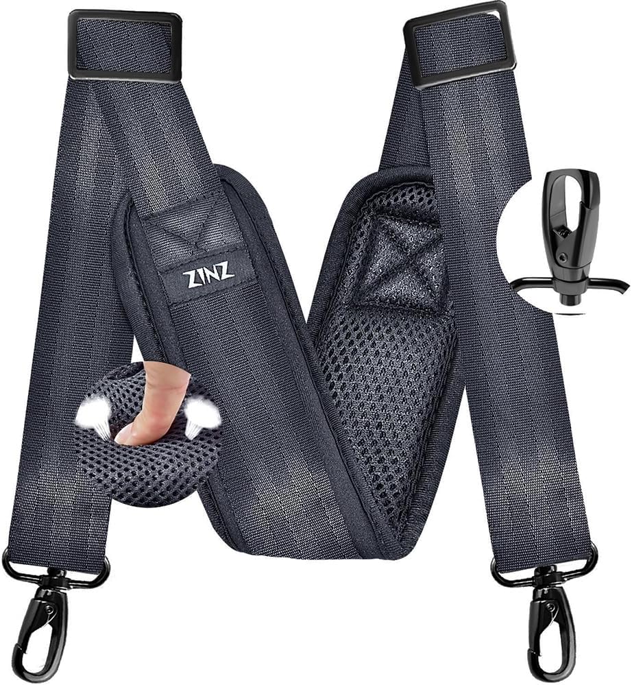 ZINZ 77 Inch Shoulder Strap Univesal Bag Strap with Fixed Pad Ultra Thick Plus Long & Breathable Cushion, Replacement Strap for Bags,Dark Gray