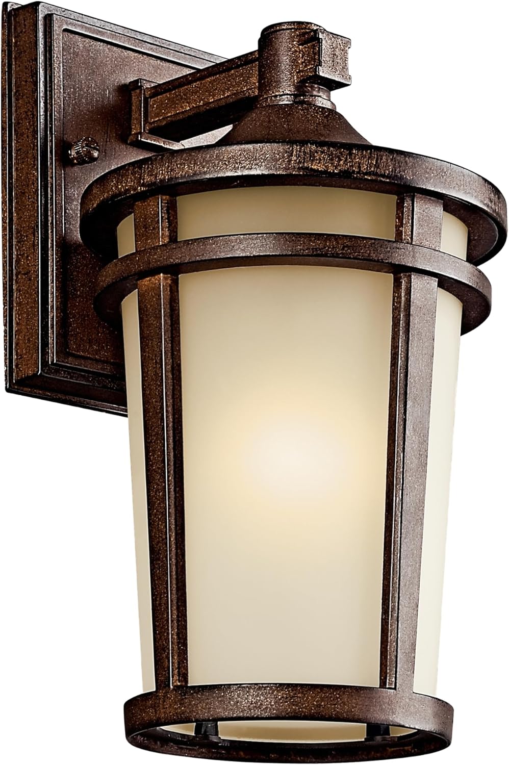 Kichler Atwood 11" Outdoor Wall Light with Light Umber Mist Glass and Brown Stone, 1-Light Exterior Wall Sconce, (11" H x 6" W), 49071BST, White