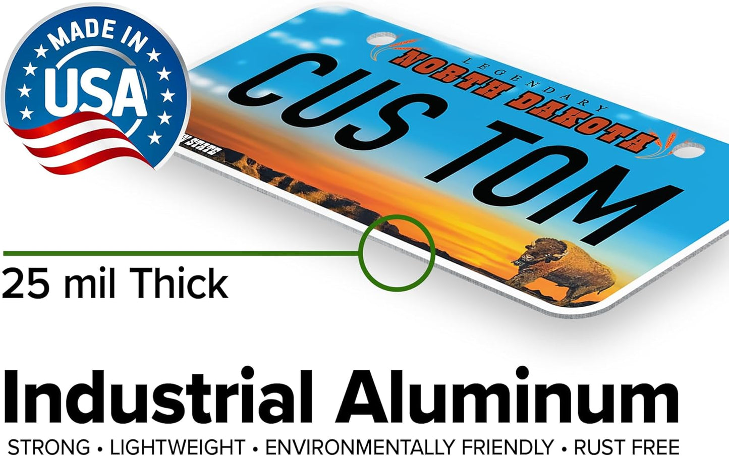 Mini License Plates, Personalized License Plates, Custom for Car, Bikes, ATV, Kids Car, Golf Cart, Jeep, 2x4 Inch, Rust-Free Fade Resistant Aluminum, USA Made by My Sign Center (North Dakota)