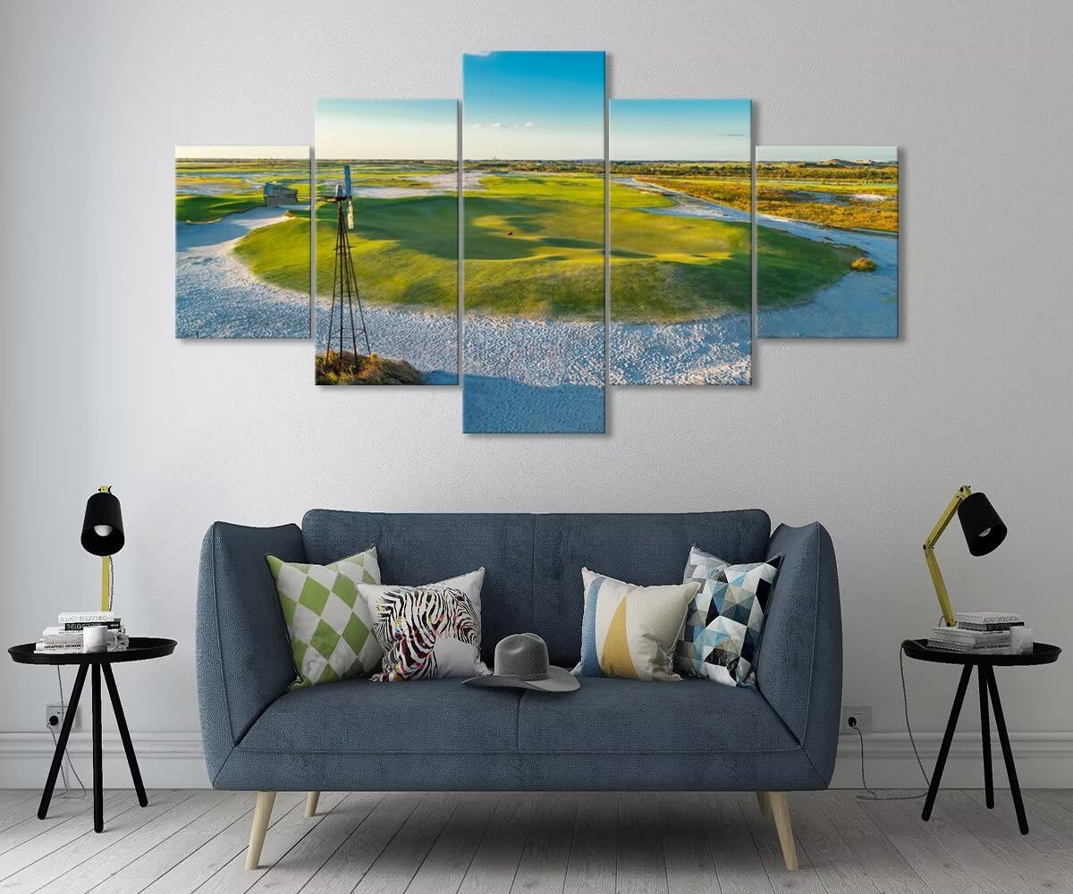Streamsong Black Course 9th Hole Wall Art for Living Room Bedroom Bathroom Home Decorations Golf Course Pictures Posters Framed Artwork Canvas Prints Ready to Hang(60''W x 32''H)