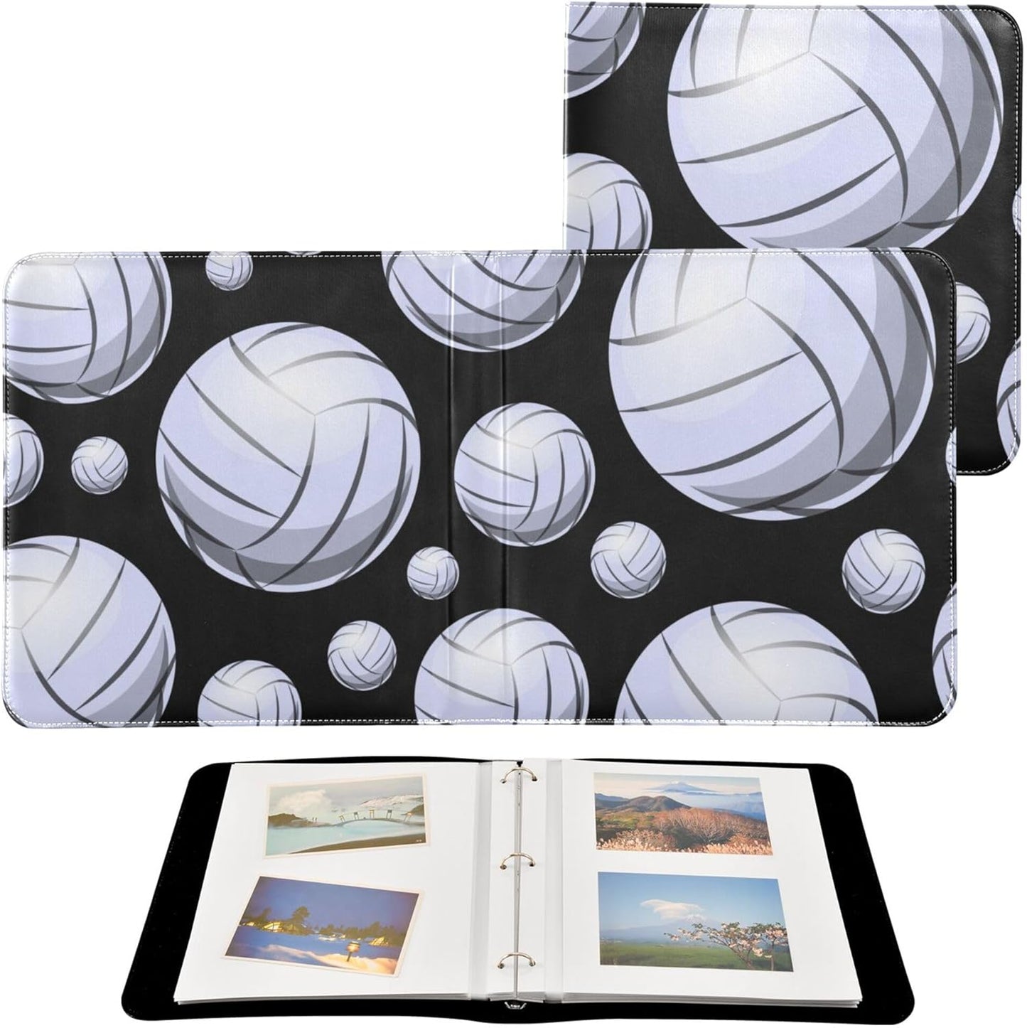 Fisyme 3d Volleyball Ball Photo Album Self Adhesive DIY Scrapbook Album for 2x3 4x6 5x7 6x8 Pictures 20 Pages Memory Book for Family Wedding