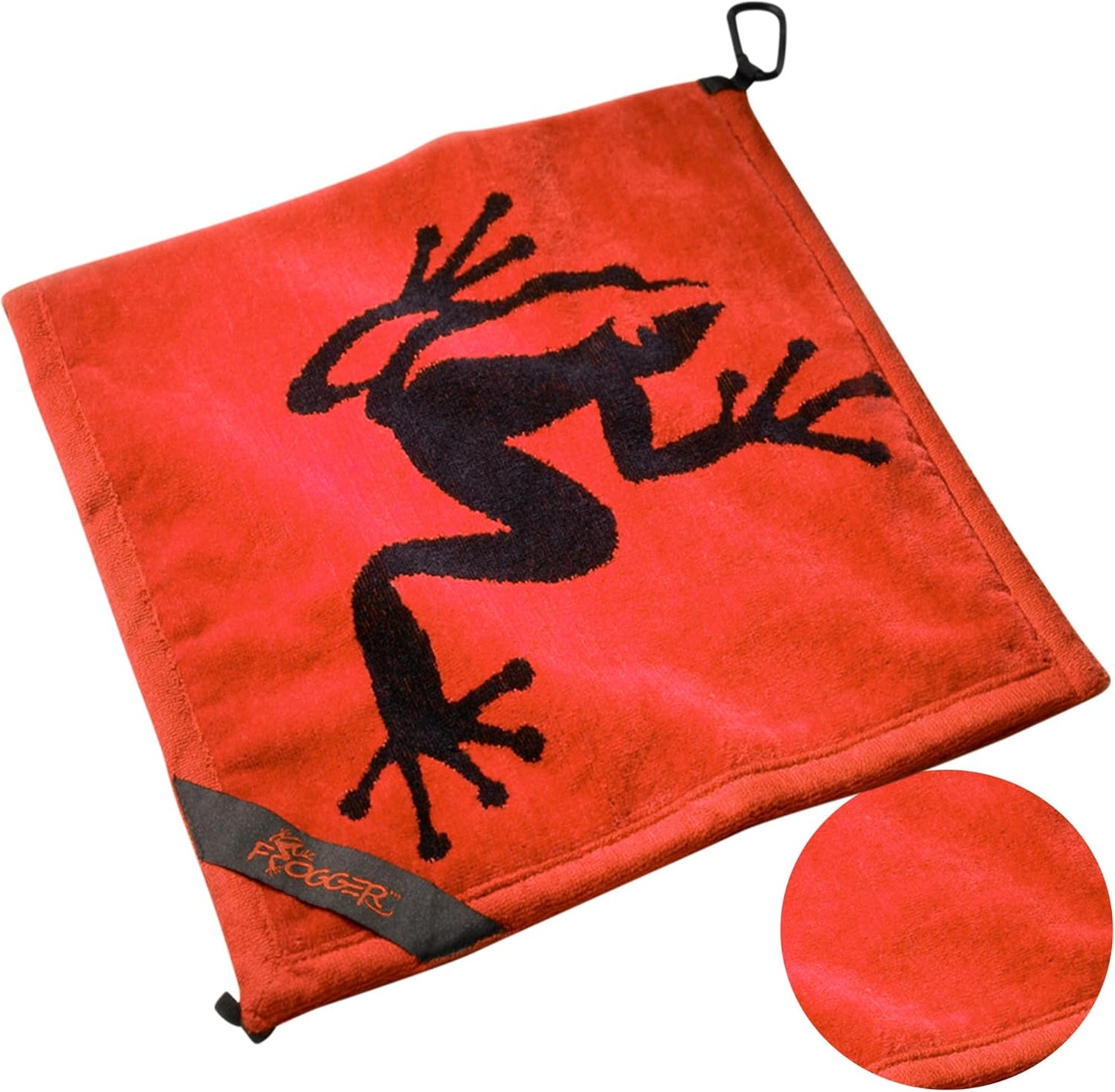 Frogger Amphibian Golf Towel with Dry and Wet Technology, Red - Golf Bag Accessory for Men and Women with Carabiner Clip