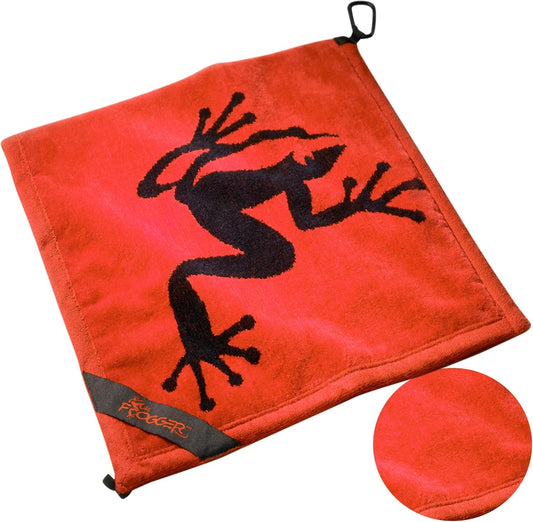 Frogger Amphibian Golf Towel with Dry and Wet Technology, Red - Golf Bag Accessory for Men and Women with Carabiner Clip