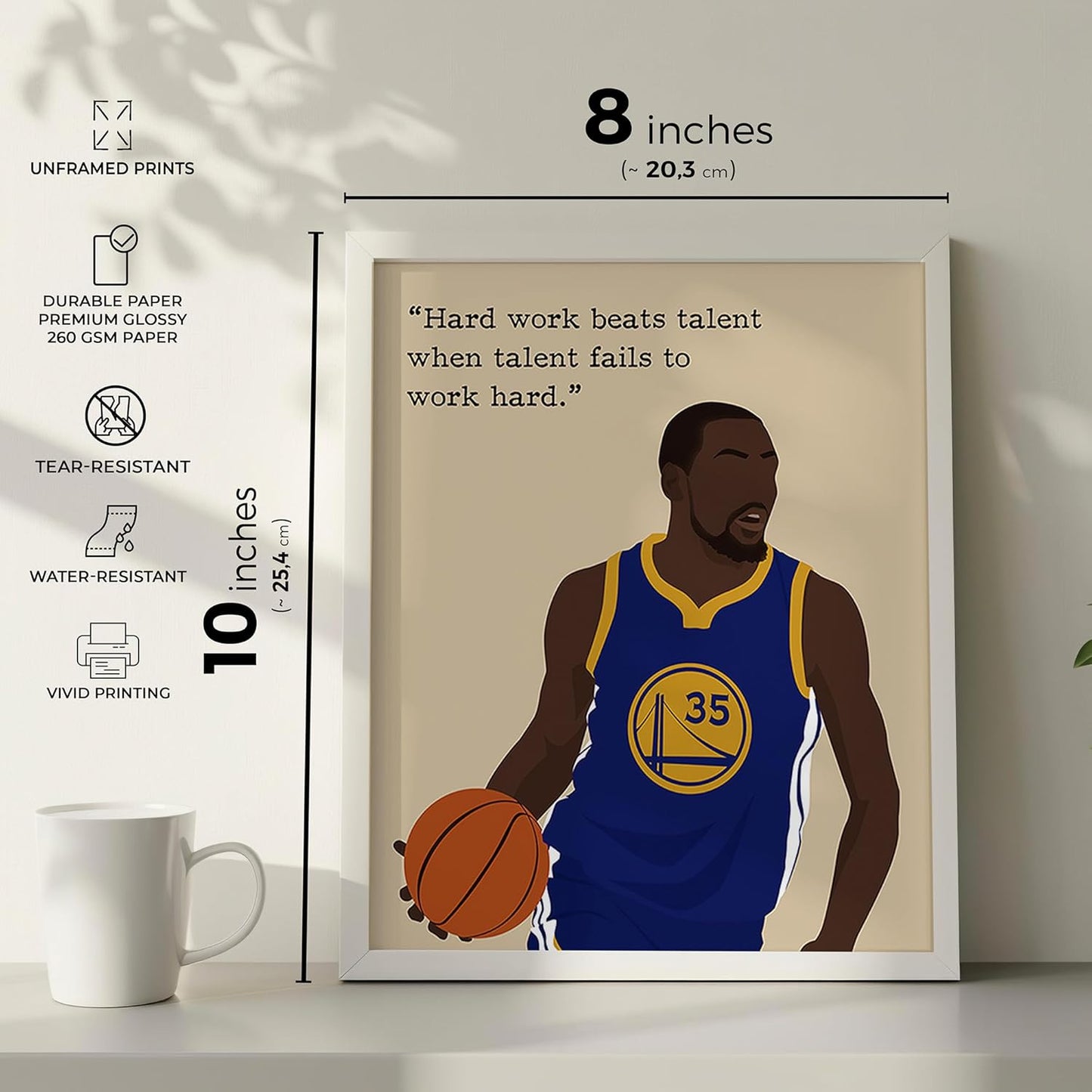 LOLUIS Motivational Basketball Superstar Hand-Drawn Artwork Sport Quote Wall Art Decorations (Unframed 8"x10", Basketball Player 4)