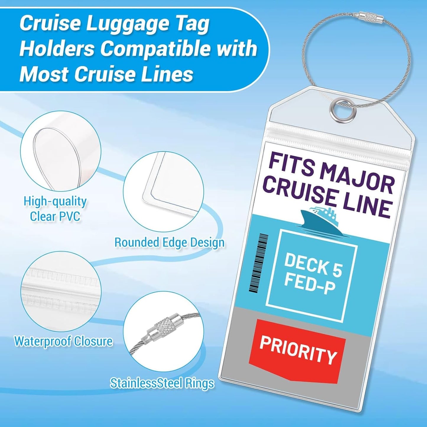 Cruise Lanyards, 6 Pack Waterproof Cruise Luggage Tags with Ship Key Card Badge Holder Travel Lanyard Retractable, Cruise Essentials Accessories