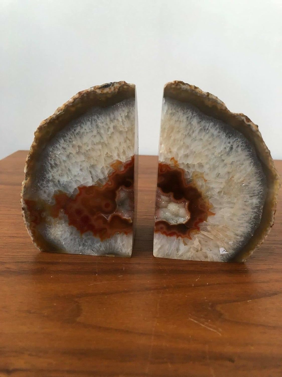 AMOYSTONE Natural Agate Bookends, Stone Book Ends for Kids’ Books, Small Crystal Book Stopper 2-3 LBS, Decorative Bookends for Shelves, for Children's