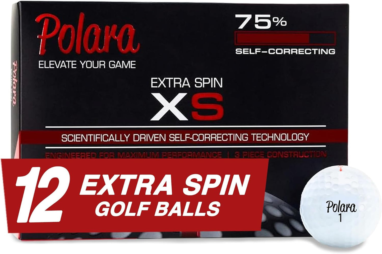 Polara Golf Self-Correcting Golf Balls – Soft Feel, Anti-Slice & Hook Correction, Exceeds USGA Limits, Dimple Pattern, High-Performance Balls for Men & Women