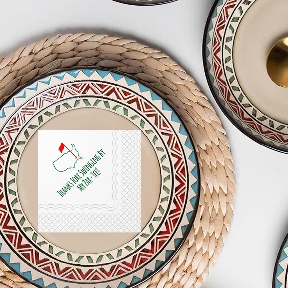 SharkBliss Golf Cocktail Napkins, Thanks Fore Swinging By My Par-Tee Disposable Paper Cocktail Beverage Napkin for Golf Theme Party Table Decor 2-Ply, 5x5" (50, Thanks Fore Swinging By My Par-Tee)