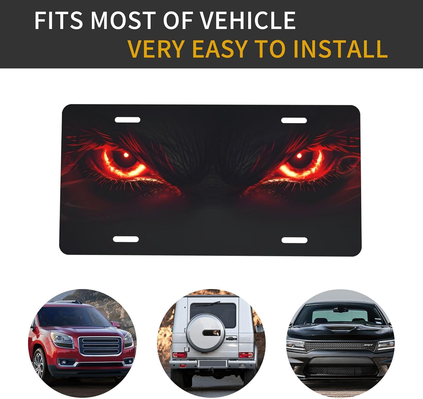 Custom License Plate Personalized Abstract Eyes Funny Aluminum Front License Plates Decorative Rust-Free Metal Car Plate Covers for Women Men Car Tag Accessories fit Truck SUV Rv 12 X 6 in