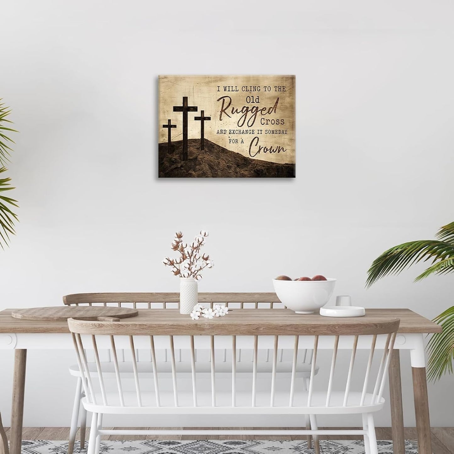 Christian Wall Art, Cross Pictures Wall Decor Religious Canvas Prints Framed Artwork Paintings Poster Home Office Decorations For Bathroom Bedroom Living Room Kitchen 24l X 20w