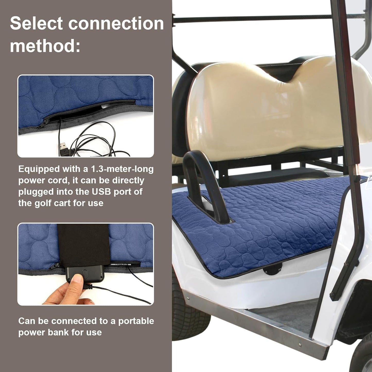 TUYU Heated Golf Cart Seat Cover,Non-Slip Winter Golf Cart Seat Warmer Towel Blanket for 2-Person Seats Club Car, Golf Cart Accessories Gift for Men.52 * 32 inch. Keeps Warm and Clean