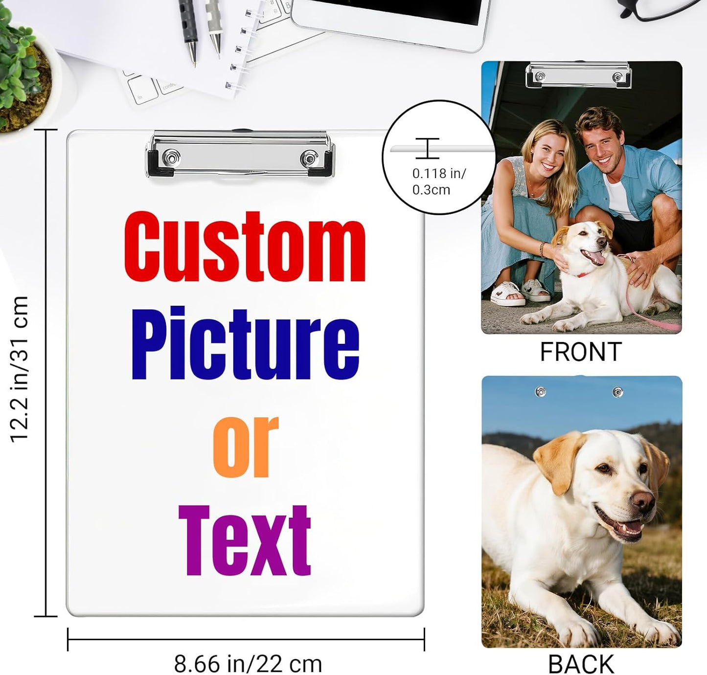 Custom Acrylic Coach Clipboard with Name Photo Logo Personalized Clipboard for Kids Boys Women Men Custom Basketball Football Clipboards for Coaches