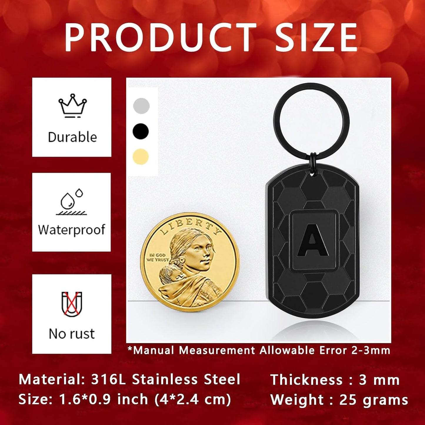 Initial Keychain Gifts for Men,Soccer Dog Tag Mens Keychains for Men Him Dad