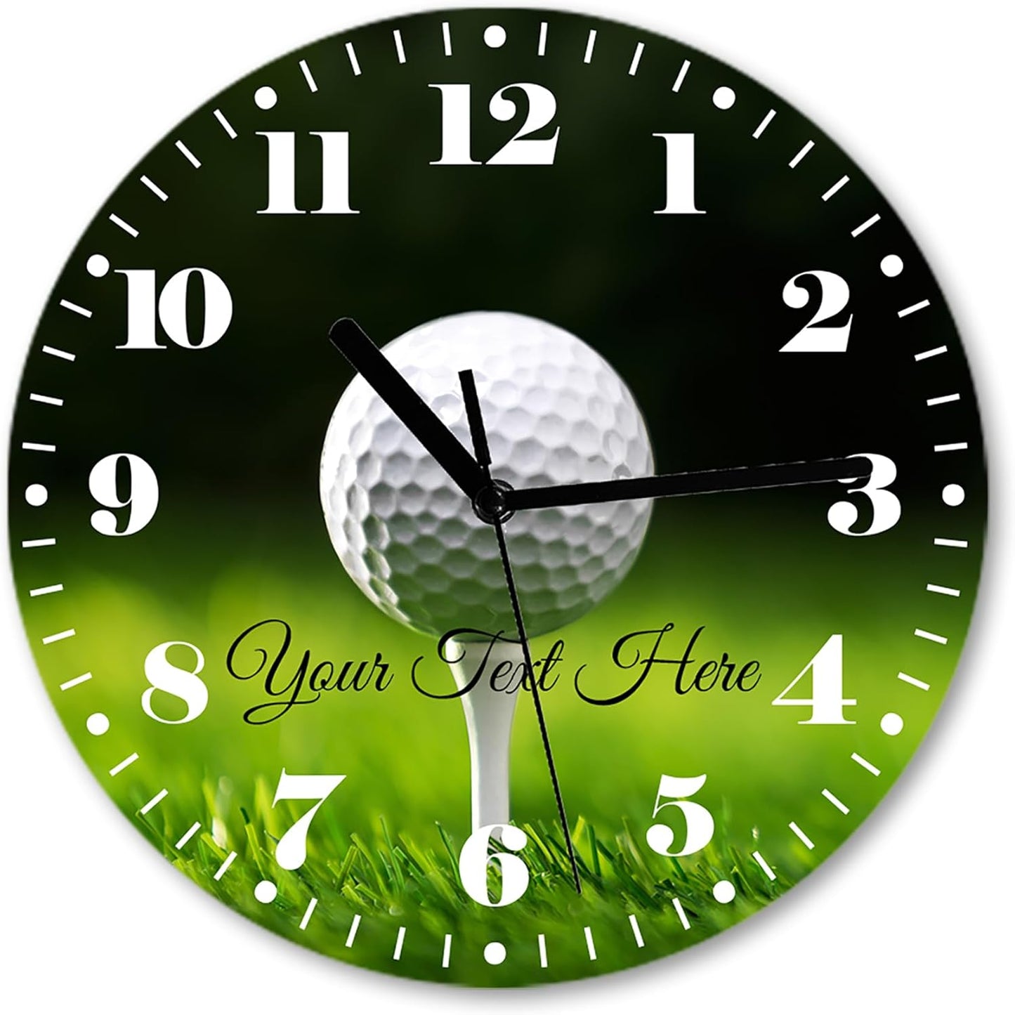 Custom Golf Ball Wall Clock Silent Non-Ticking, Golf Theme 11.6 Inch Round Wall Clock Battery Operated Clocks Decor for Home Bathroom Kitchen Bedroom Living Room Office Classroom