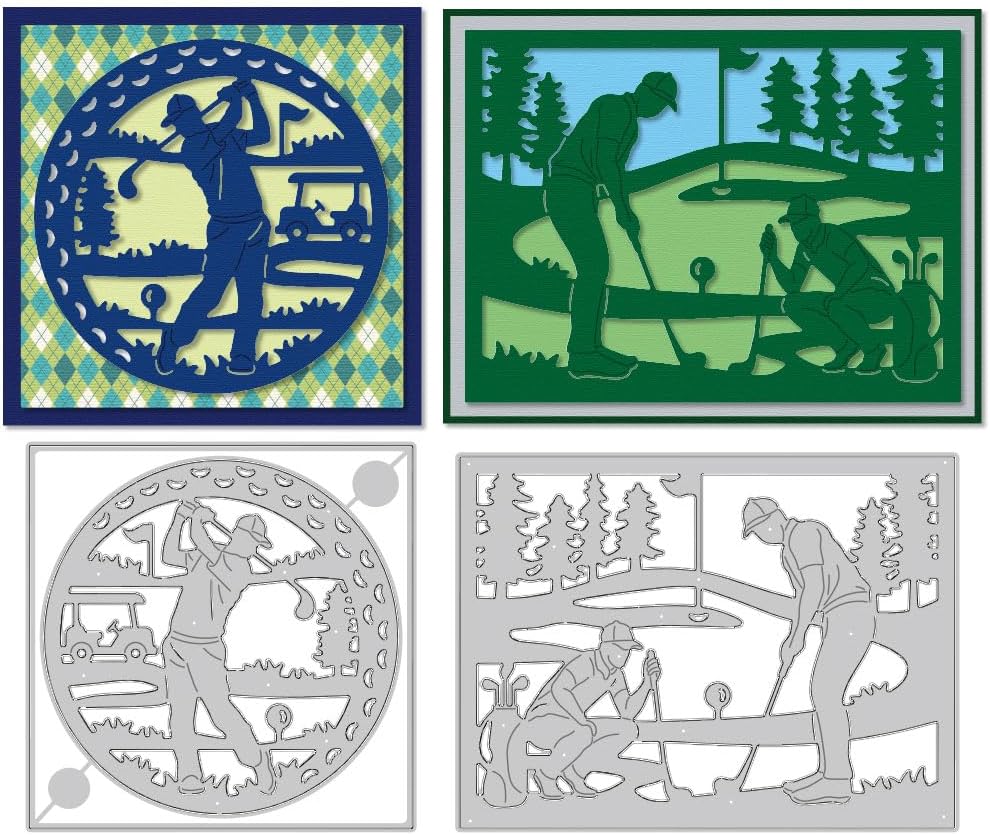 Playing Golf Scene Cutting Dies Card Making Hitting Ball Die Cut Carbon Steel Die Cuts Stencils Card Scrapbooking Embossing Template for Sports Season DIY Paper Craft Making Album Invitation