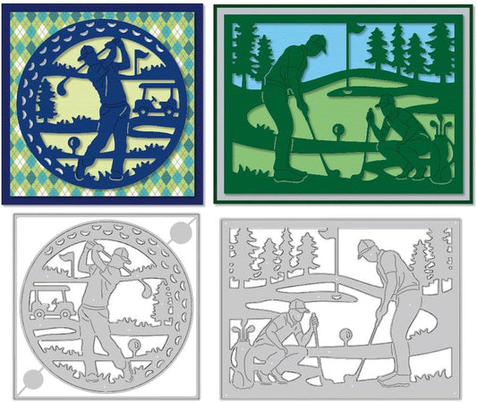 Playing Golf Scene Cutting Dies Card Making Hitting Ball Die Cut Carbon Steel Die Cuts Stencils Card Scrapbooking Embossing Template for Sports Season DIY Paper Craft Making Album Invitation