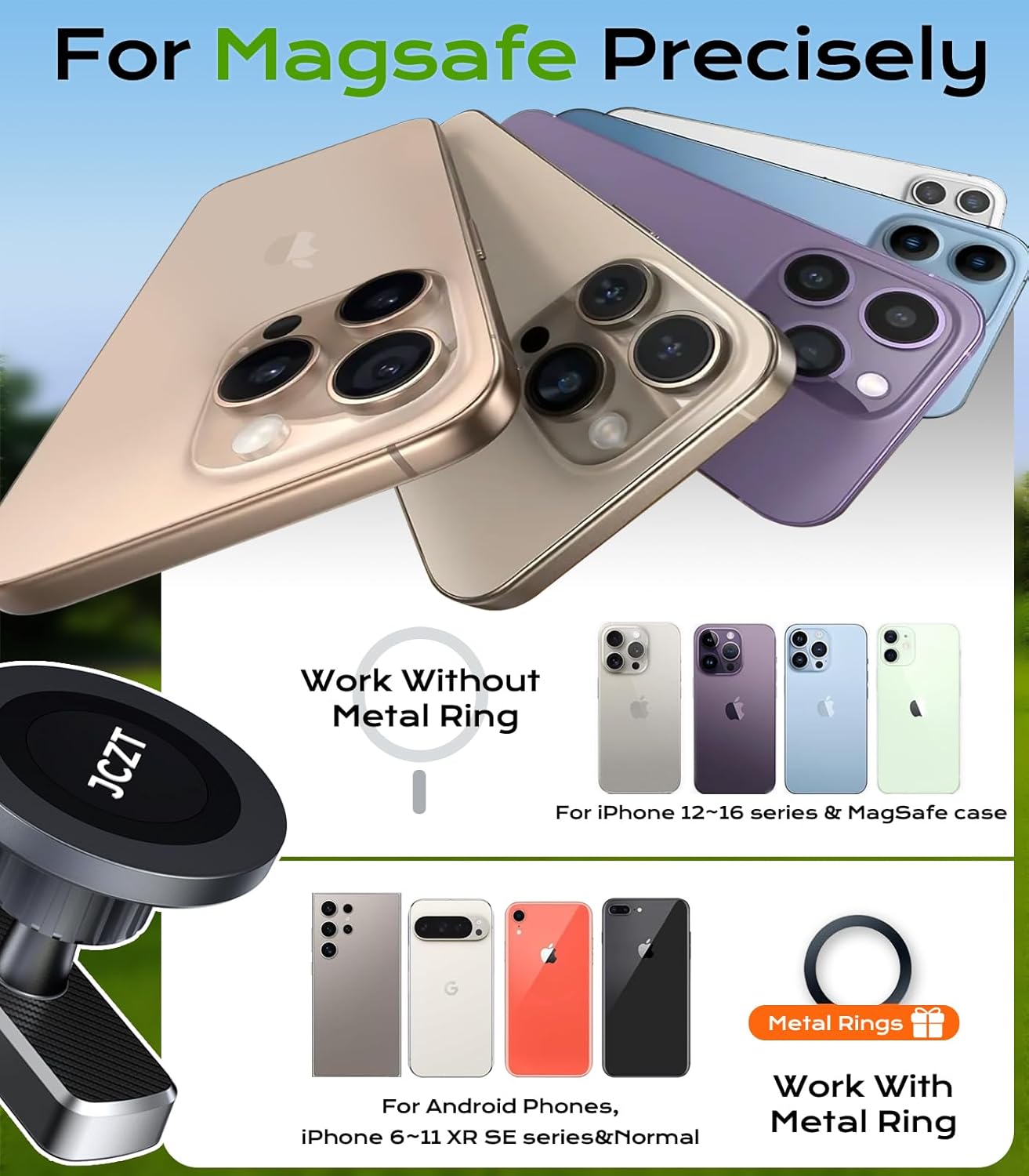 Magnetic Golf Cart Phone Holder Compatible with MagSafe iPhone 17 Pro Max Plus 16 15 14 13 12 Fits EZGO, Yamaha, Club Car, Icon, Golf Cart Accessories Essentials Gift for Friend Men Women Black