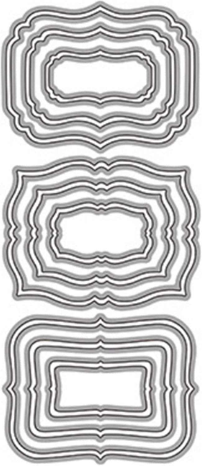 Lapoo Cutting Die for Scrapbooking, 3D Backgrounds Frame New Cutting Dies DIY Album Card Making Decor Paper Craft Metal Die Cuts Party Decorations (9 Flower Borders 7.3 x 3.1 in)