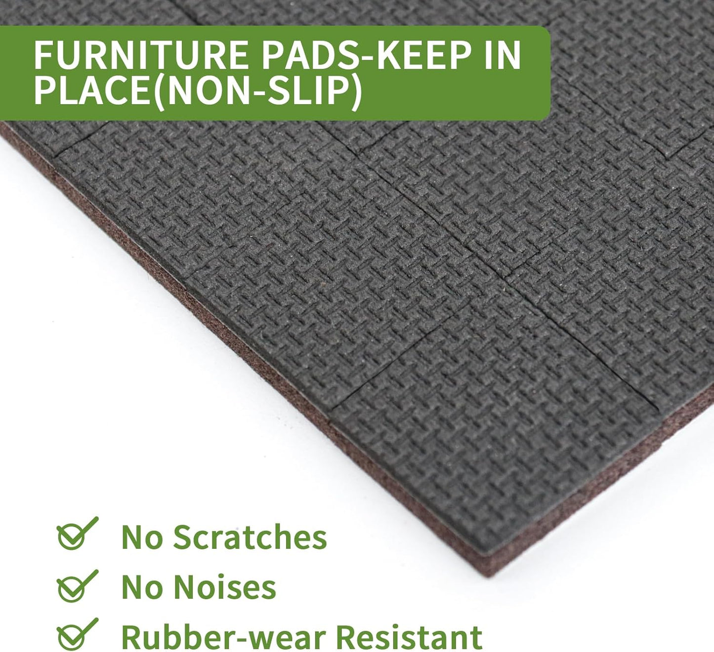 Non Slip Furniture Pads 60 PCS 1'' Square - Anti Slip Furniture Pads - Self Adhesive Rubber Feet Furniture Feet - Chair Leg Floor Protectors - Keep Furniture in Place