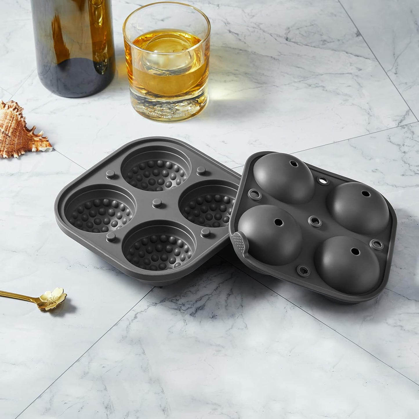 Golf Ice Cube Trays, 2.5" Large Sphere Round Golf Ice Cube Mold for Cocktails, Whiskey, Bourbon Chilling, Fun Shapes Silicone Big Circle Ice Cube Trays w/Funnel