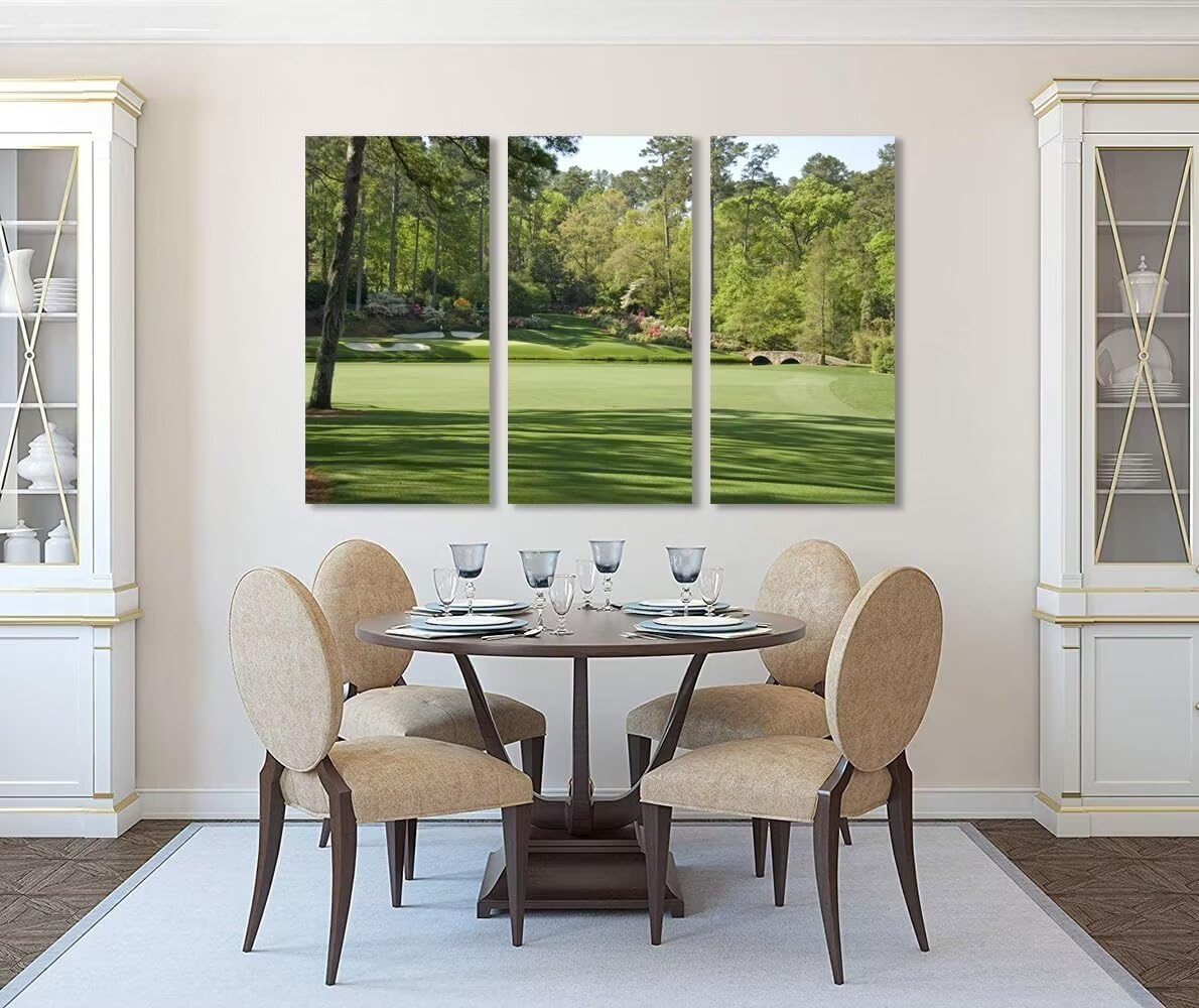 Augusta Golf Course Wall Art for Living Room Bedroom Bathroom Home Decorations - Augusta National Golf Course Pictures Posters Framed Artwork Canvas Prints Ready to Hang(14''W x 28''H x3)
