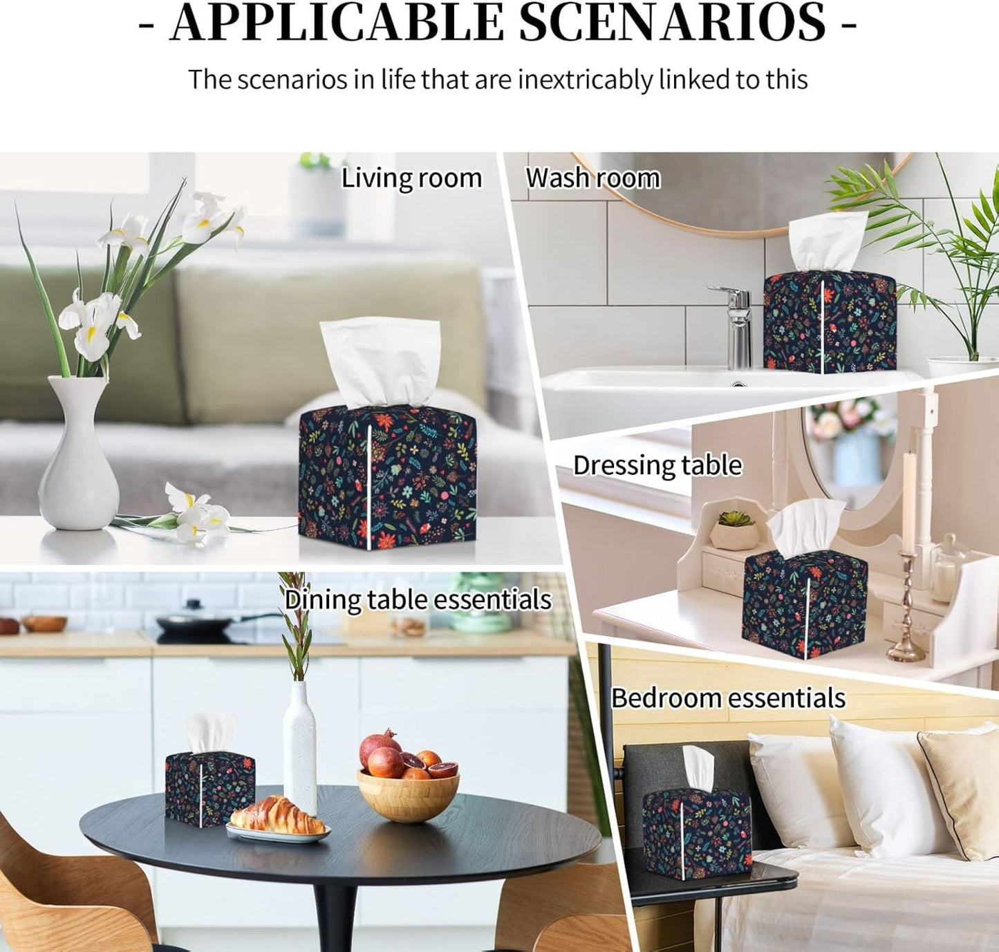 Flower Tissue Box Cover Tissue Holder, Tissue Case, Kitchen Desktop Home Decorative Napkin Tissue Box Office Desk Car Decor