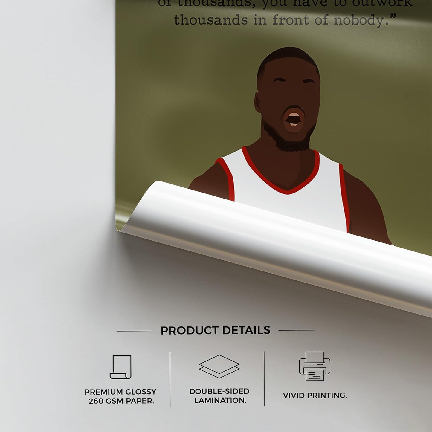 LOLUIS Motivational Basketball Superstar Hand-Drawn Artwork Sport Quote Wall Art Decorations (Unframed 16"x20", Basketball Player 5)