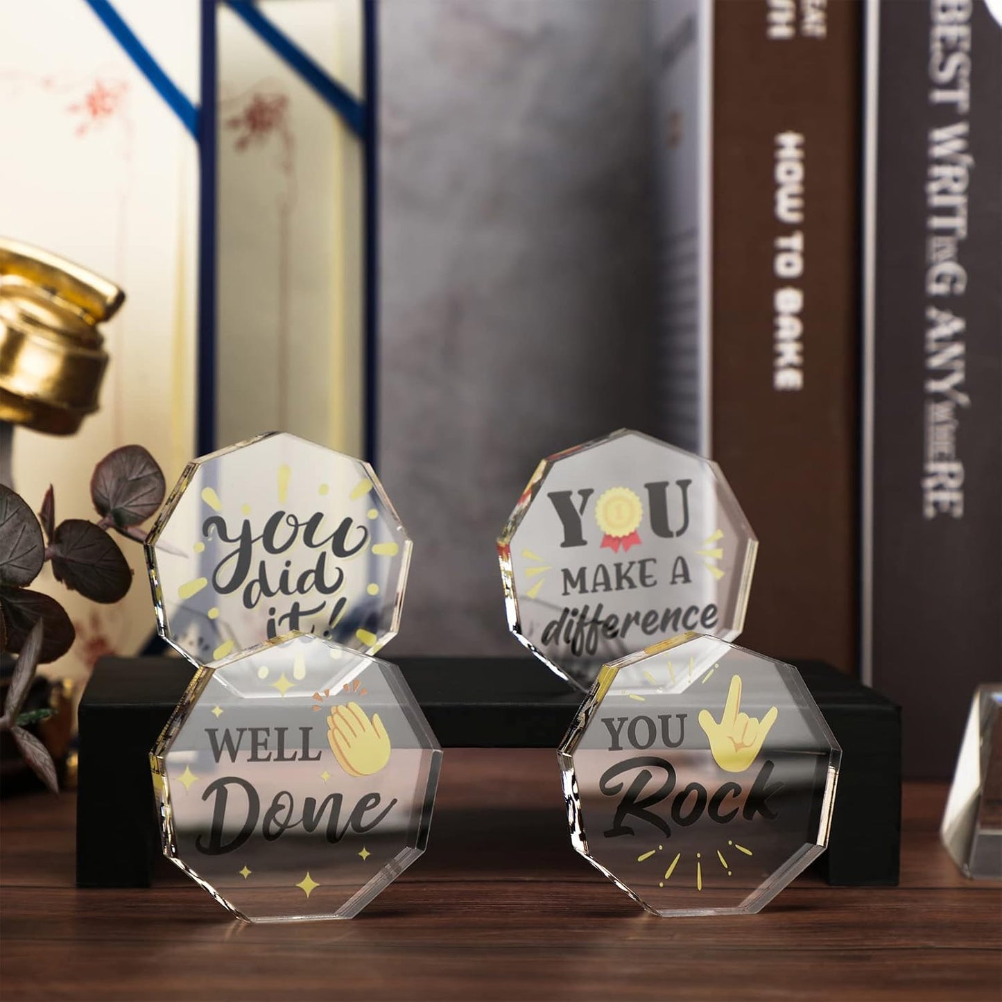 Janmercy 24 Pcs Vbs Evs Housekeeping Appreciation Gifts Acrylic Medal Award Trophies Bulk 6 Styles Plaque Personalized Engraved Employee Coworker Staff Team Thank You Gift for Office Party(Medal)