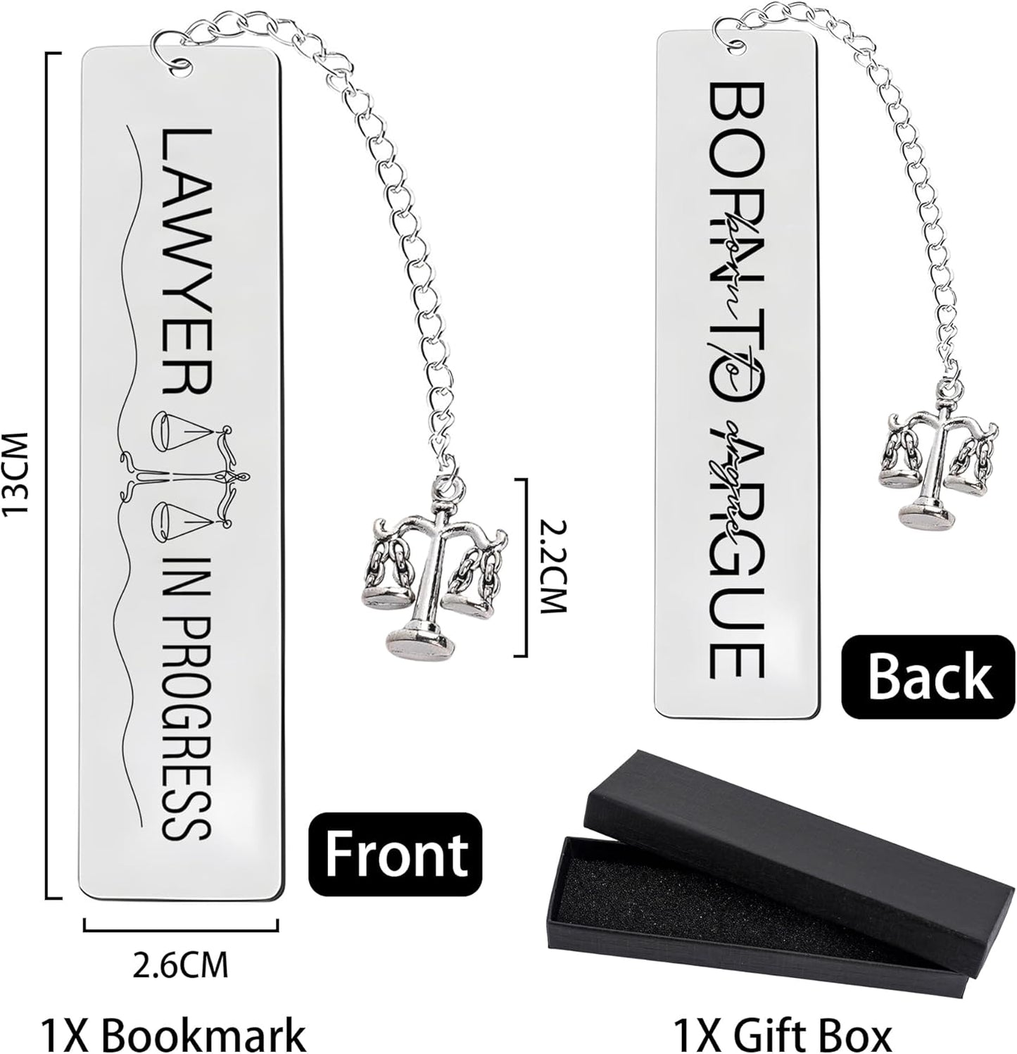 Lawyer Gifts Law Student Bookmark - Double Sided Novelty Law Student Gift for Future Attorneys, Metal Book Marks for Legal Professionals Graduation Birthday