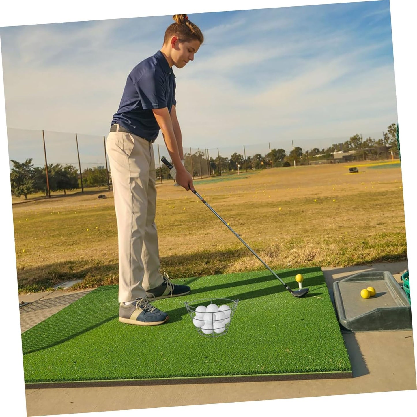 Golf Balls Collector Sports Supplies Easy to Carry Steel Wire Basket Golfing Accessory