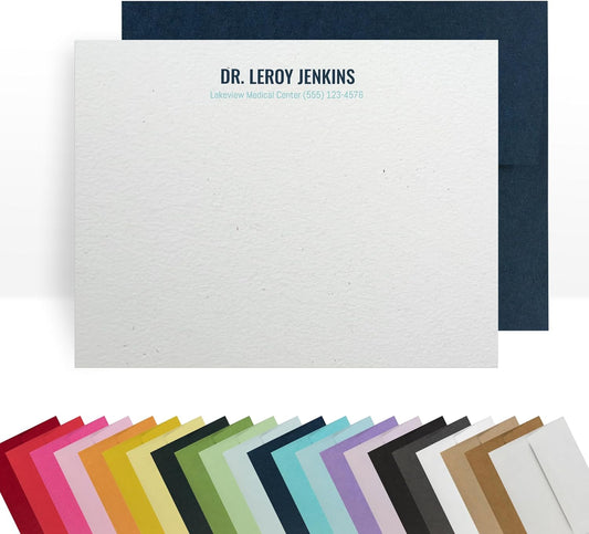 Personalized Note Cards – Custom Flat Stationery Set with Name – Personalized Thank You Cards – Elegant Personalized Stationery for Women (Leroy Jenkins)