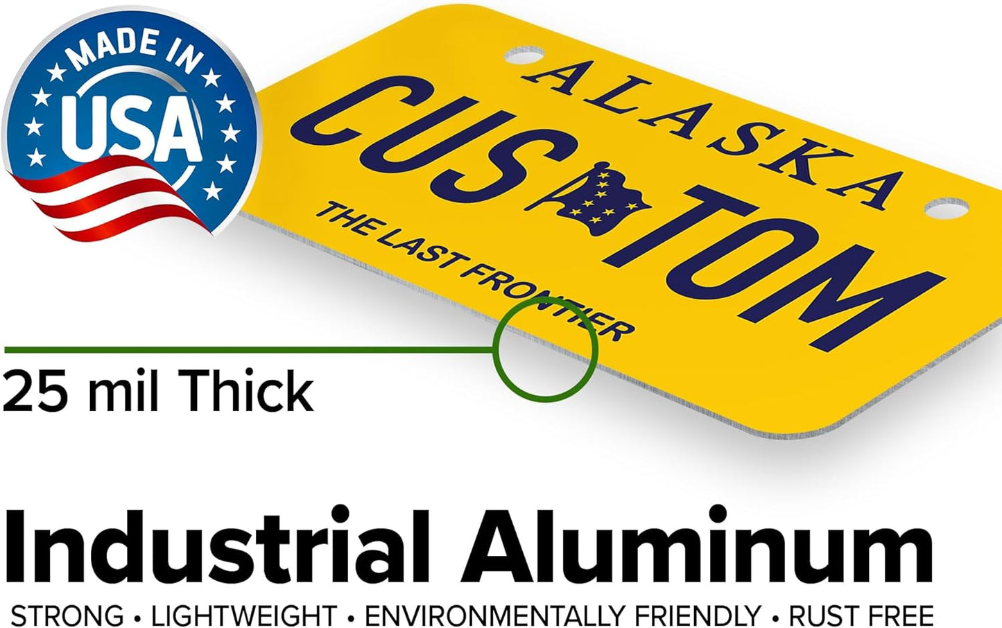 Mini License Plates, Personalized License Plates, Custom for Car, Bikes, ATV, Kids Car, Golf Cart, Jeep, 2x4 Inch, Rust-Free Fade Resistant Aluminum, USA Made by My Sign Center (Alaska)