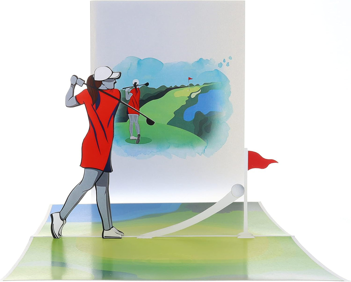 iGifts And Cards Women’s Golf Pop-Up Card – Celebrate Her Swing with Style – Birthday, Thank You, Retirement – For Female Golfers, Coaches, Moms, Girlfriends – 6" x 8"