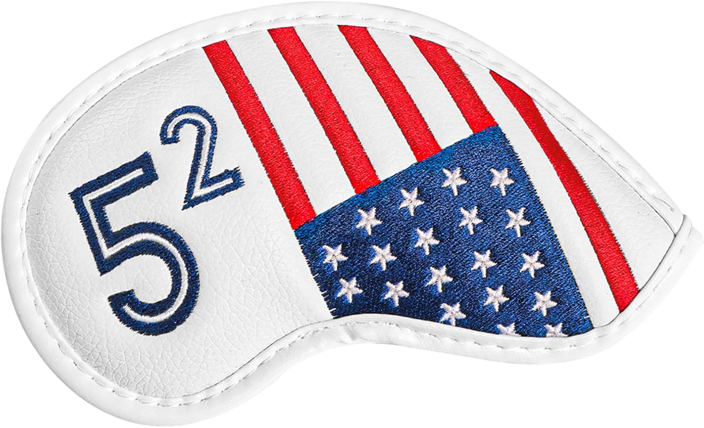Golf Iron Wedge Head Covers 52° 54° 56° 60° 1 or 4 Pack, Synthetic Leather Clover USA Flag Design Club Head Protection, Universal Headcover Fit Iron Clubs for Men Women